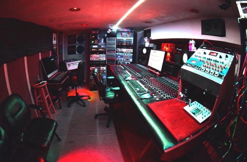 Control room view at Phoenix Az Full Well Recording Studios