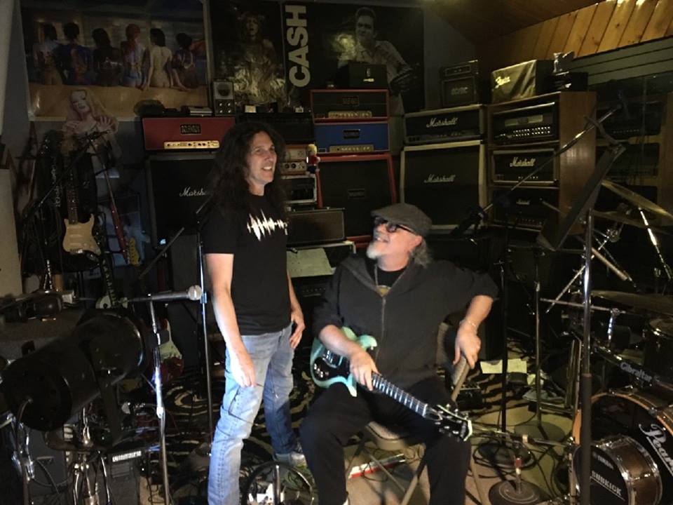 Mike and guitar virtuoso,  Steve Hunter tracking guitars at Full Well Recording Studio in Phoenix Arizona.
